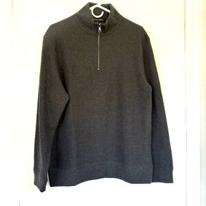 BANANA REPUBLIC WAFFLE HALF-ZIP PULLOVER SWEATER, BLACK SIZE (M)